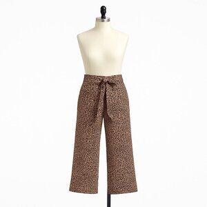 Reformation Jackie Cropped Belted Leopard Print Linen Wide Leg Pants Size 2